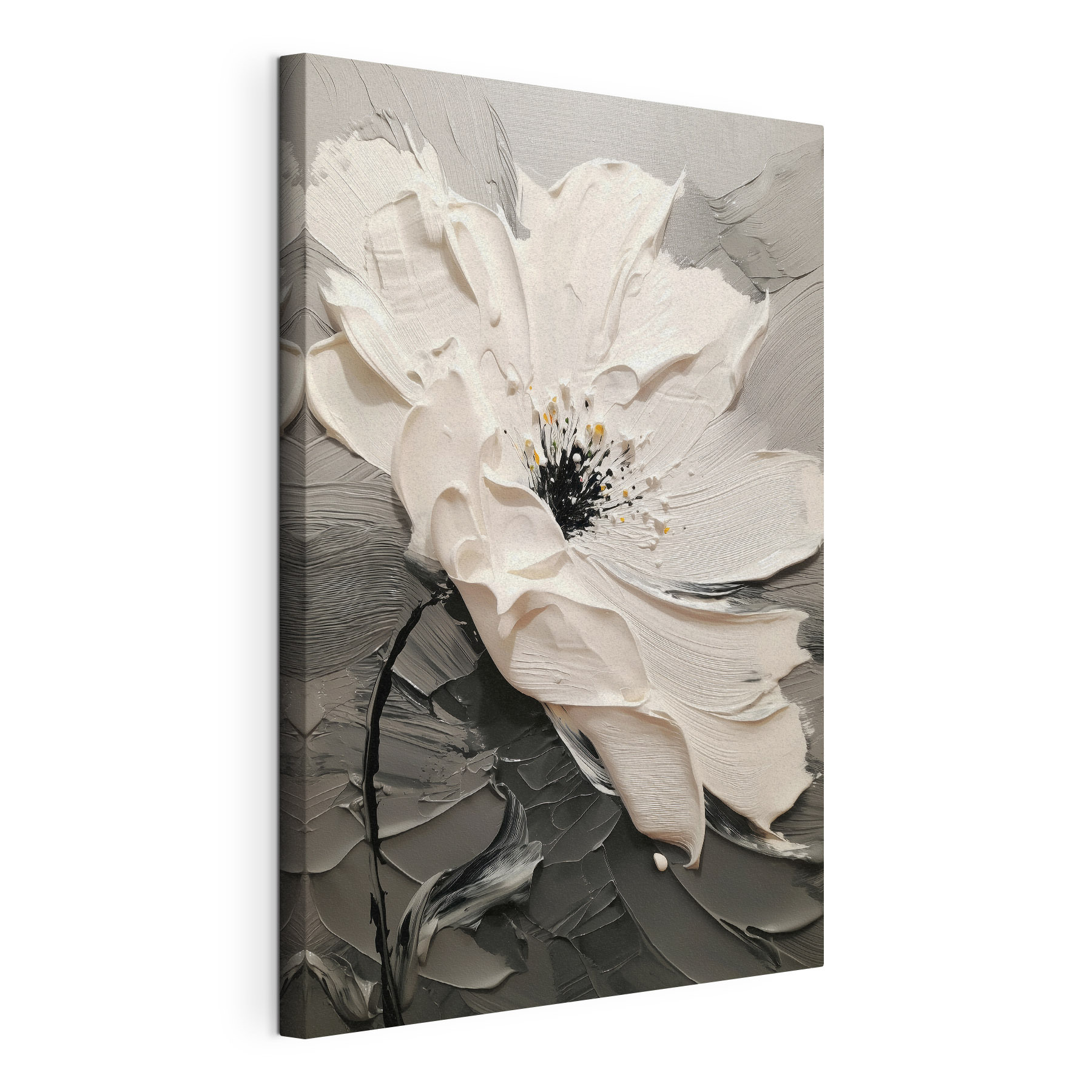 White flower with black center White flower with black center