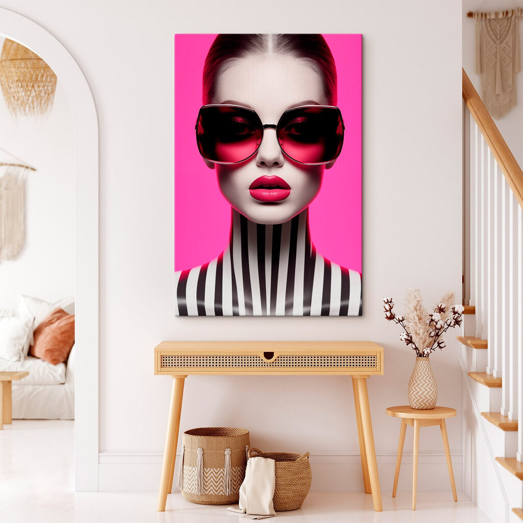 Woman wearing sunglasses and striped shirt
