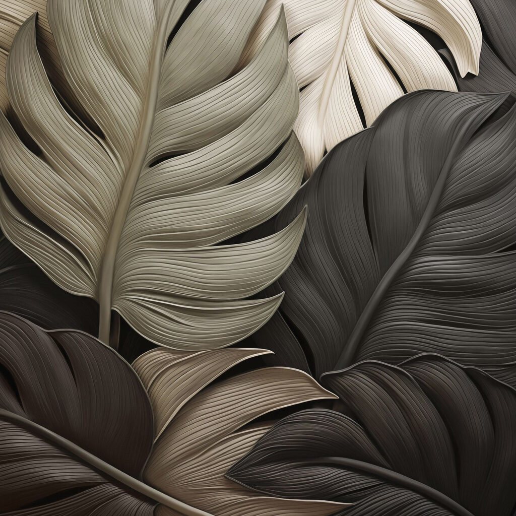 Group of black and white leaves Group of black and white leaves
