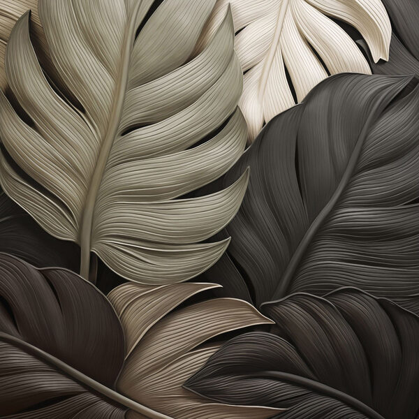 Group of black and white leaves Group of black and white leaves