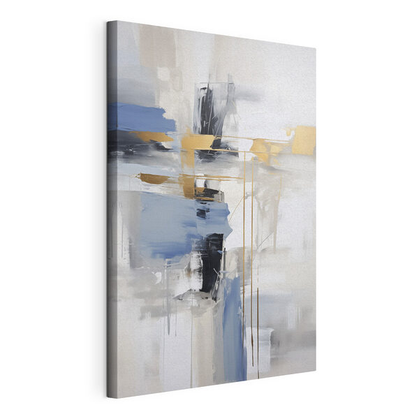 Painting of a white and blue abstract art