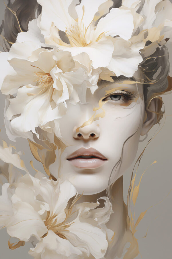 Woman with flowers on her face Woman with flowers on her face