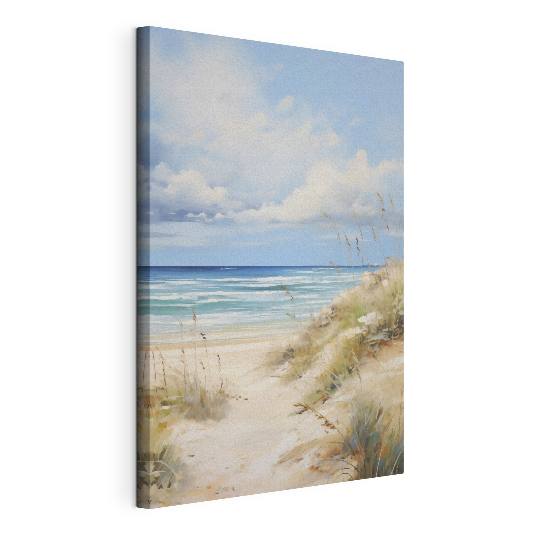 Beach with grass and water