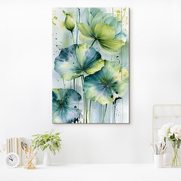 Painting of green and blue leaves Painting of green and blue leaves
