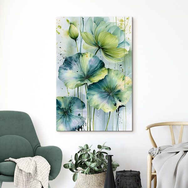 Painting of green and blue leaves Painting of green and blue leaves