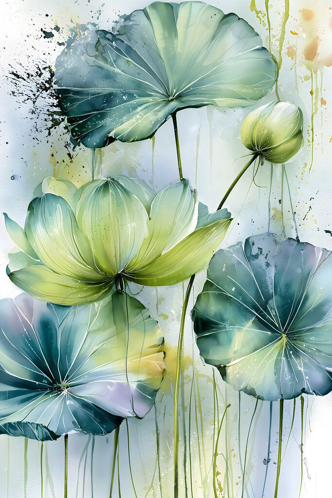 Painting of flowers and leaves Painting of flowers and leaves