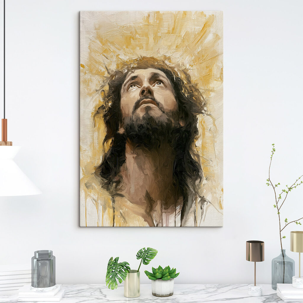 Painting of a man looking up Painting of a man looking up