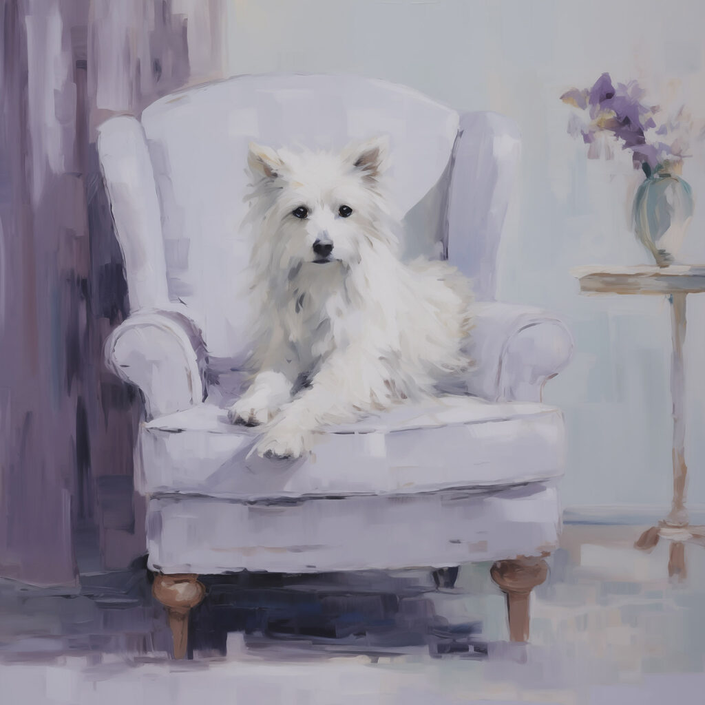 Dog sitting in a chair