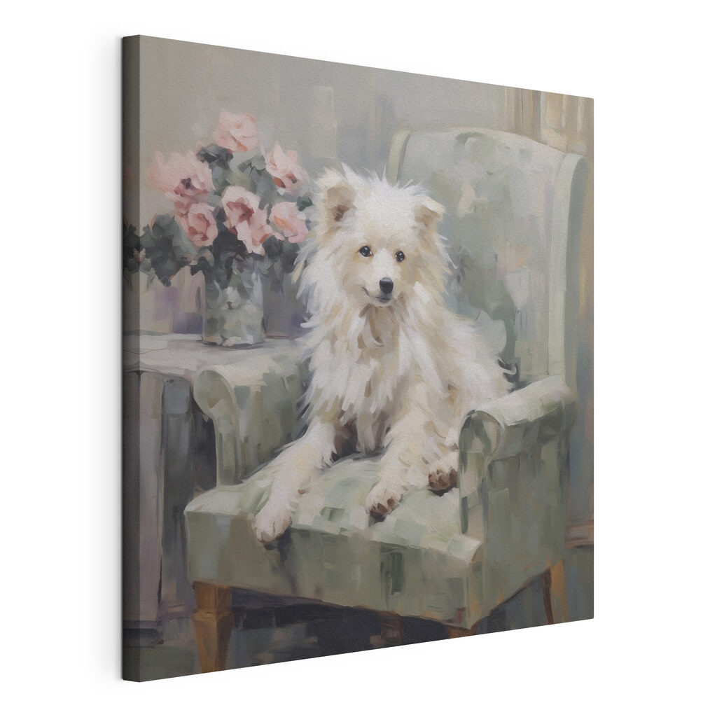 Dog sitting on a chair