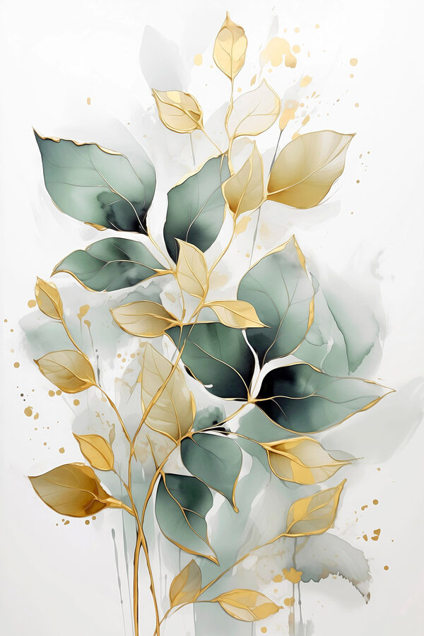 Painting of leaves on a white background Painting of leaves on a white background