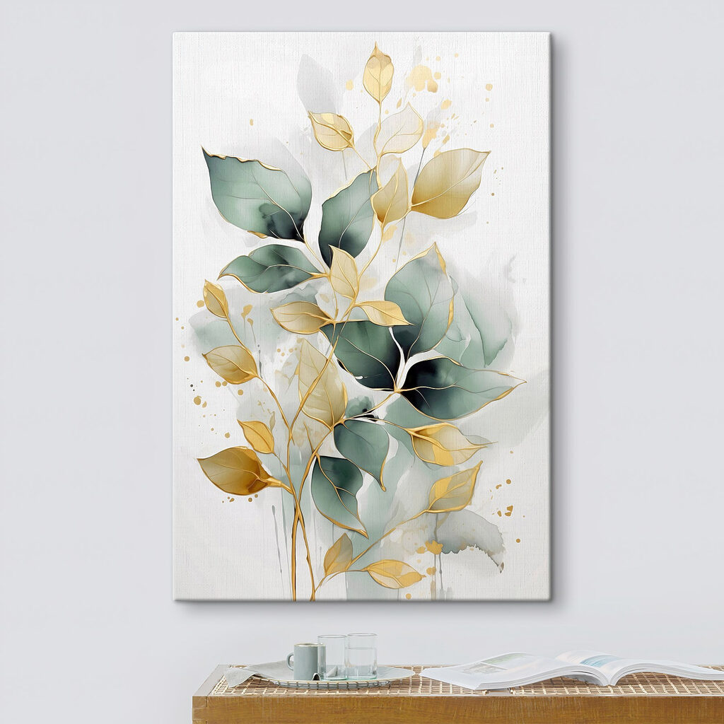Painting of leaves on a white background Painting of leaves on a white background