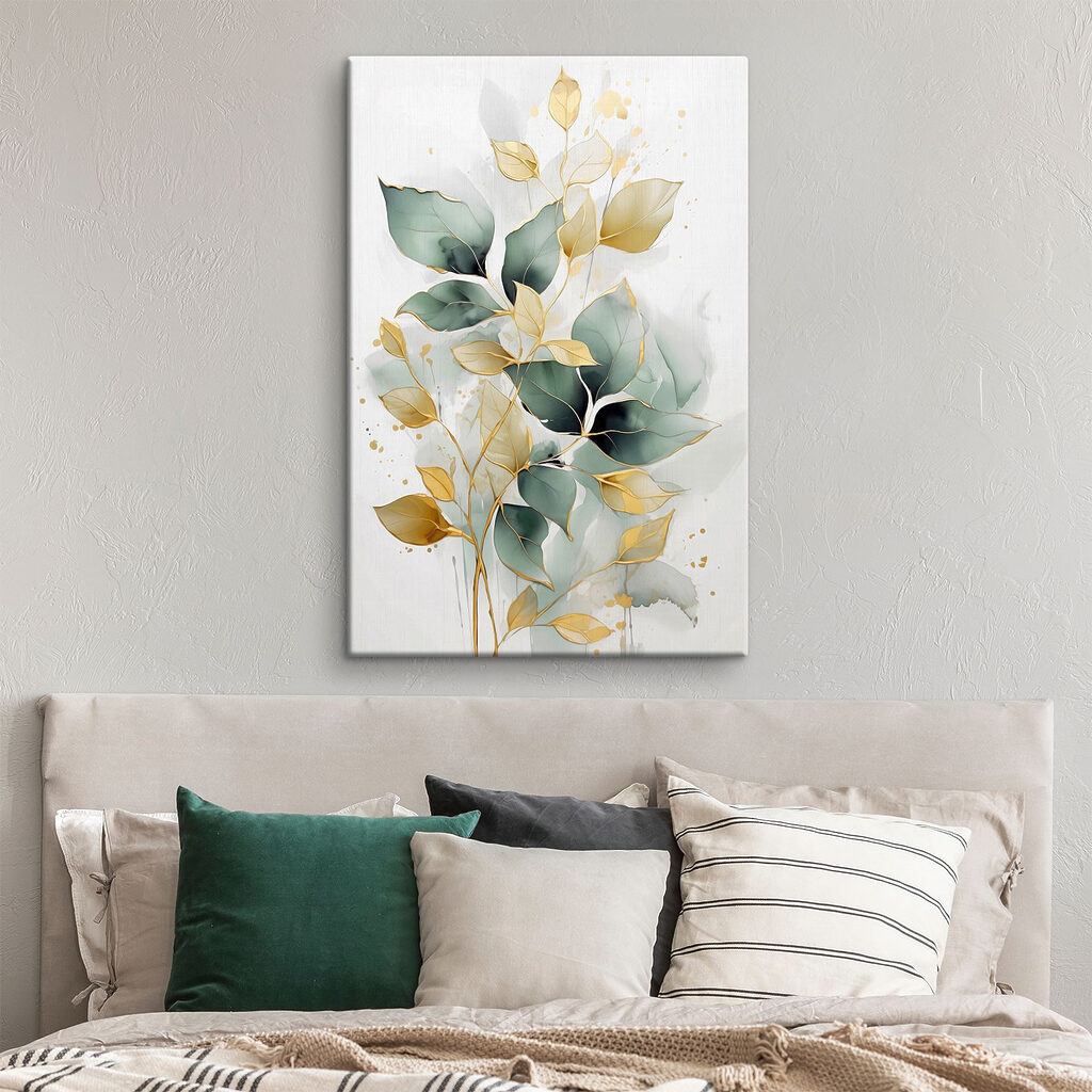 Painting of leaves on a white background Painting of leaves on a white background