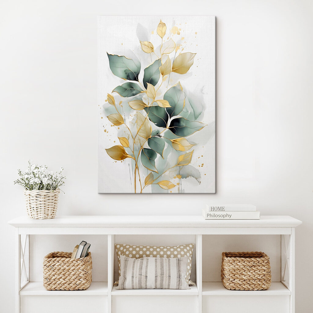 Painting of leaves on a white background Painting of leaves on a white background