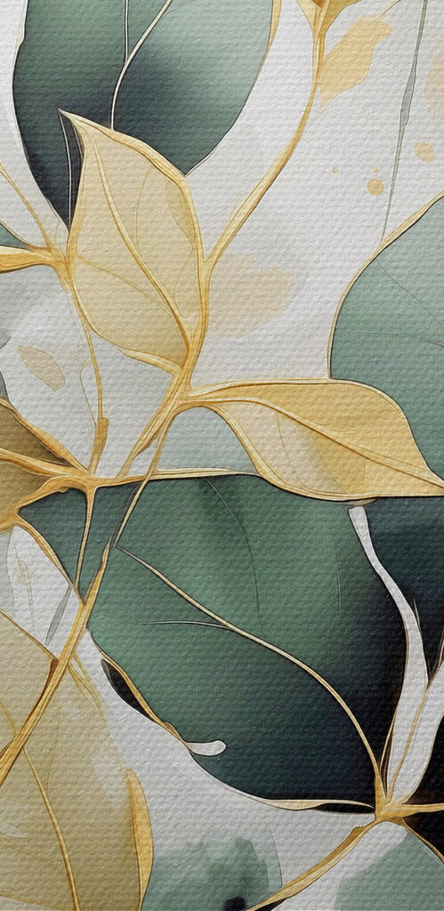 Painting of leaves on a white background Painting of leaves on a white background