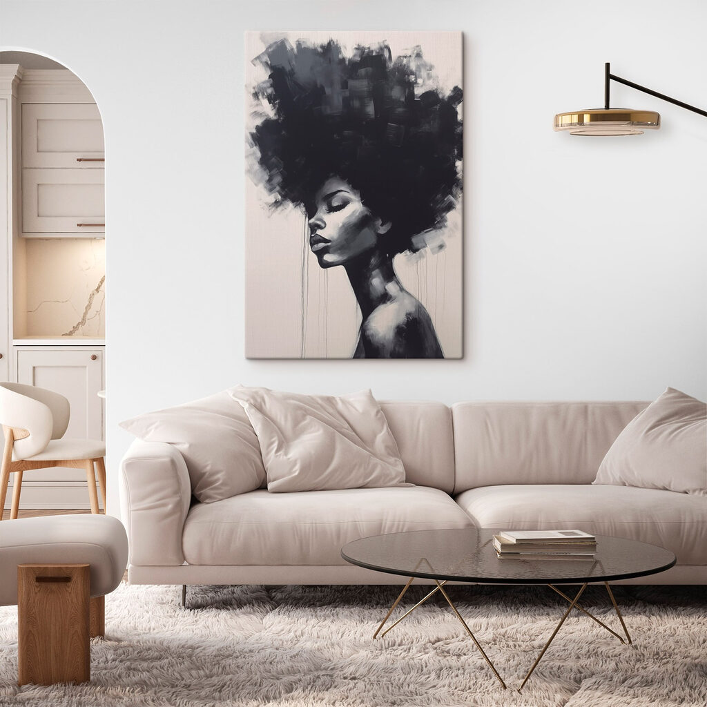 Painting of a woman with a big afro