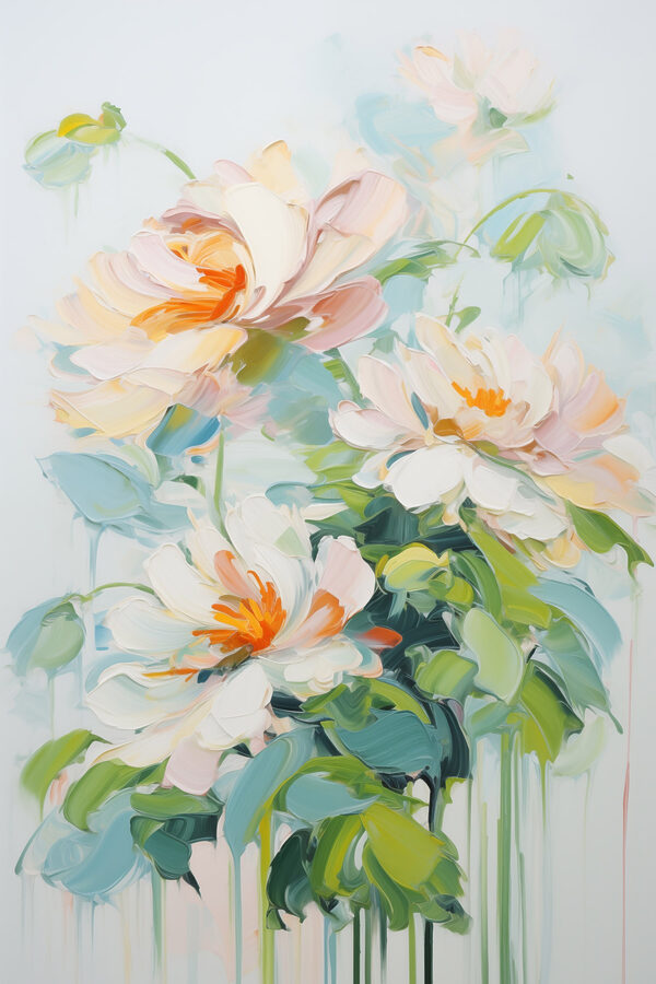 Painting of flowers on a white surface