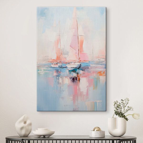 Painting of boats on water Painting of boats on water