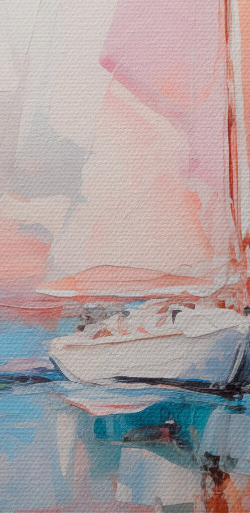Painting of boats on water Painting of boats on water