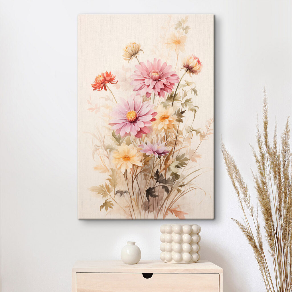 Painting of flowers on a white background
