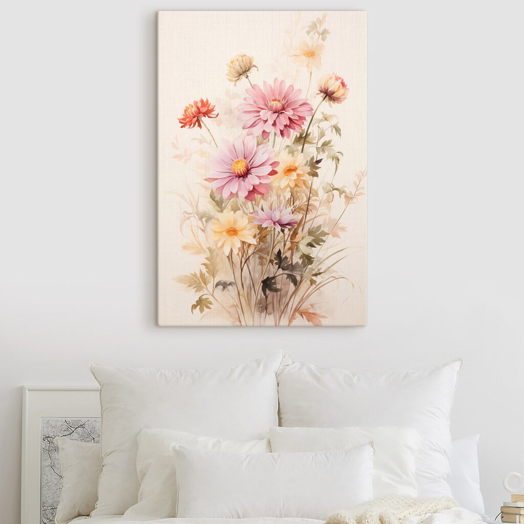 Painting of flowers on a white background