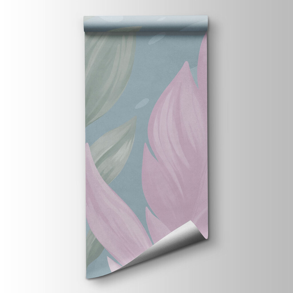 Colorful leaves on a blue background