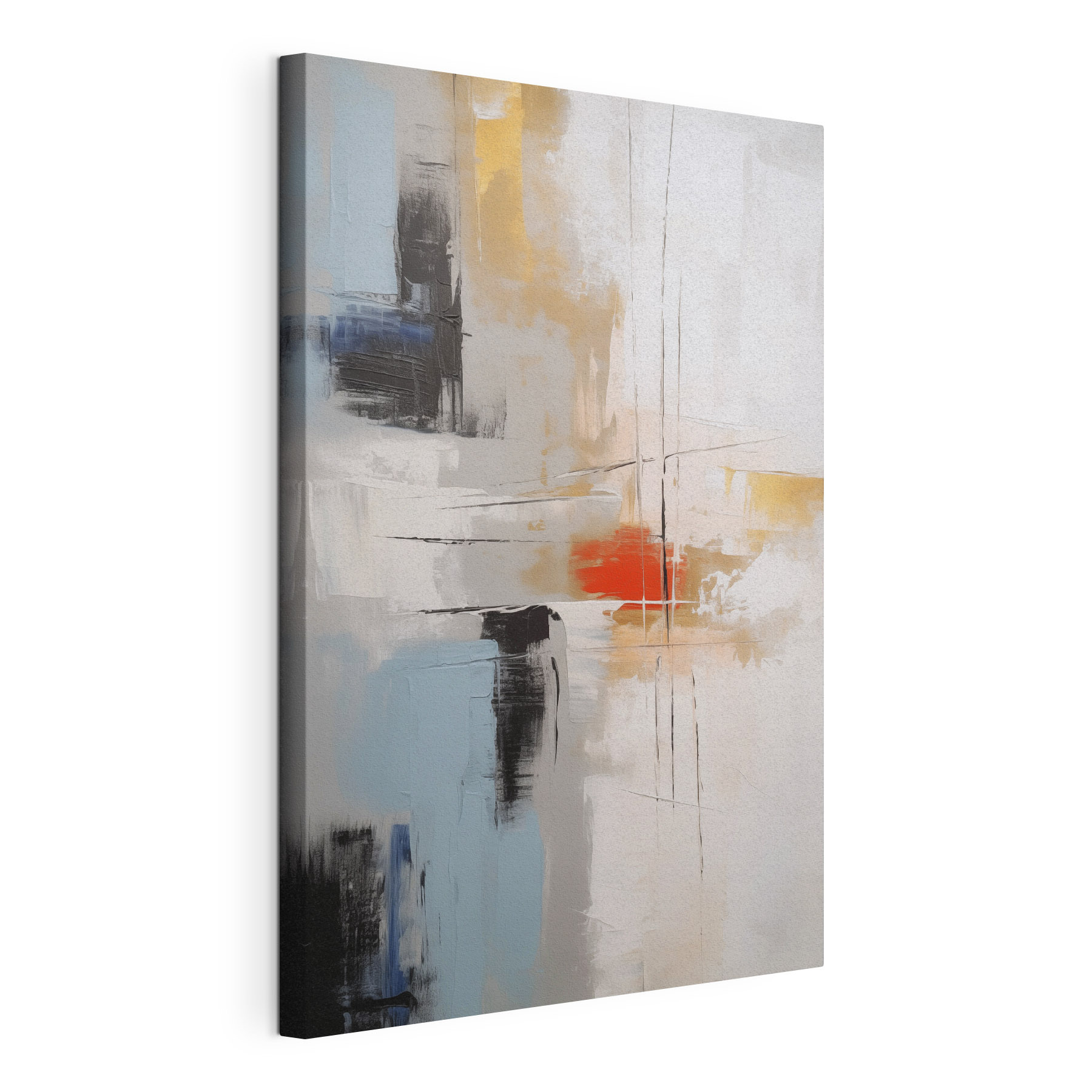 Painting of a white wall with black and red paint Painting of a white wall with black and red paint