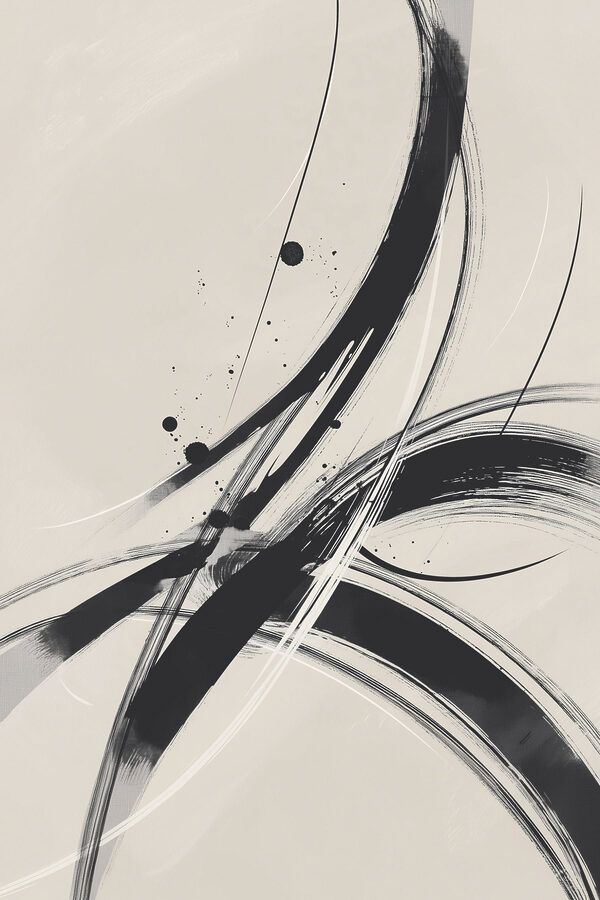 Black and white image of a swirly design