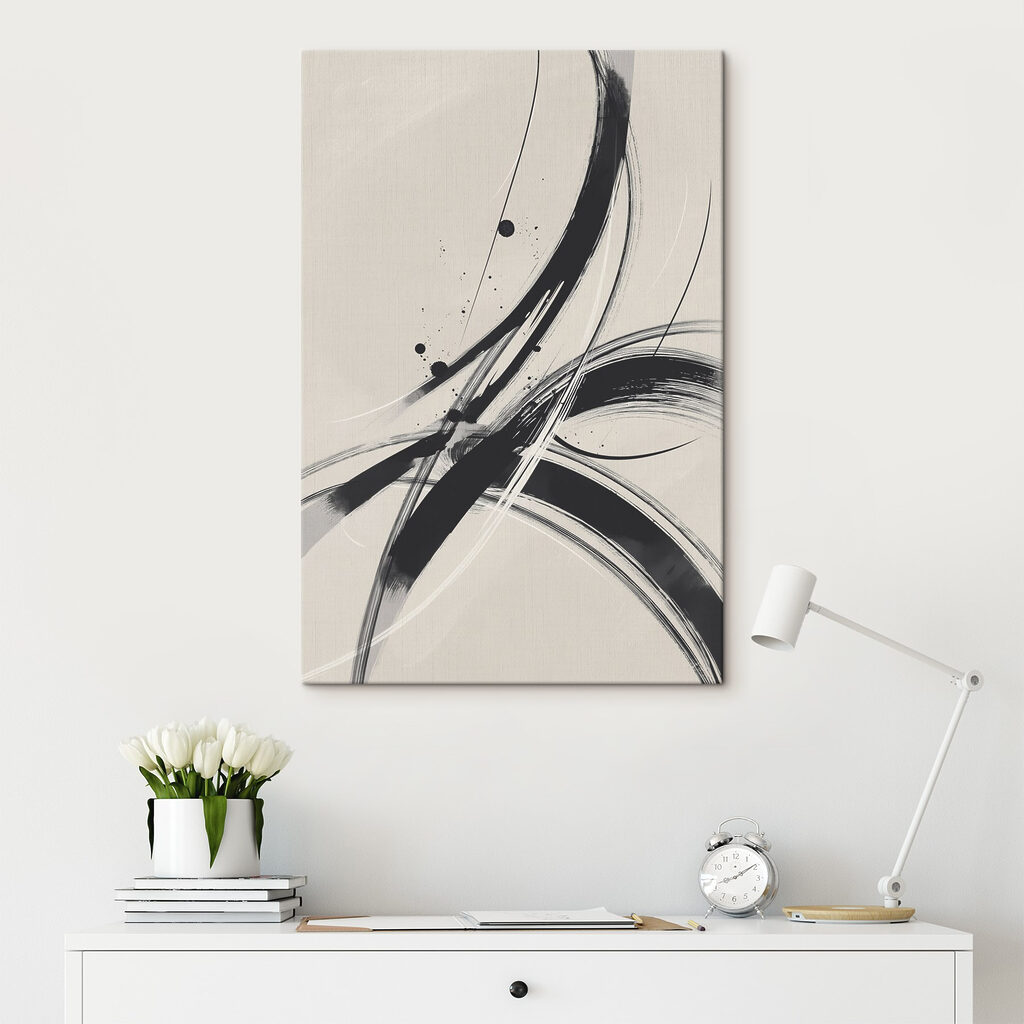 Black and white image of a swirly design