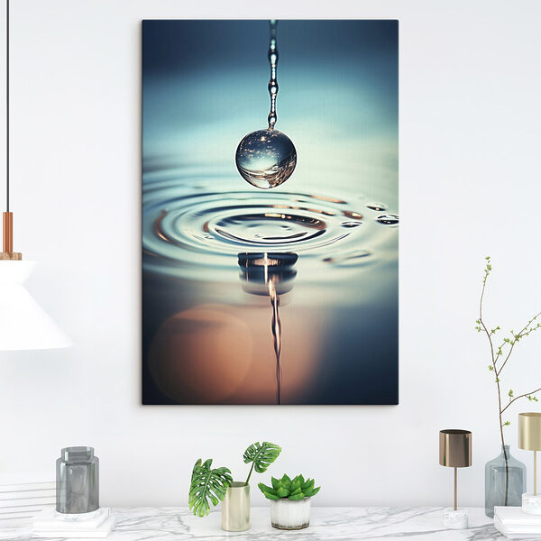 Drop of water falling into water