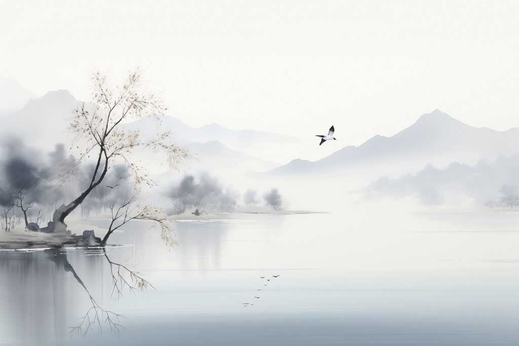 Bird flying over a lake Bird flying over a lake