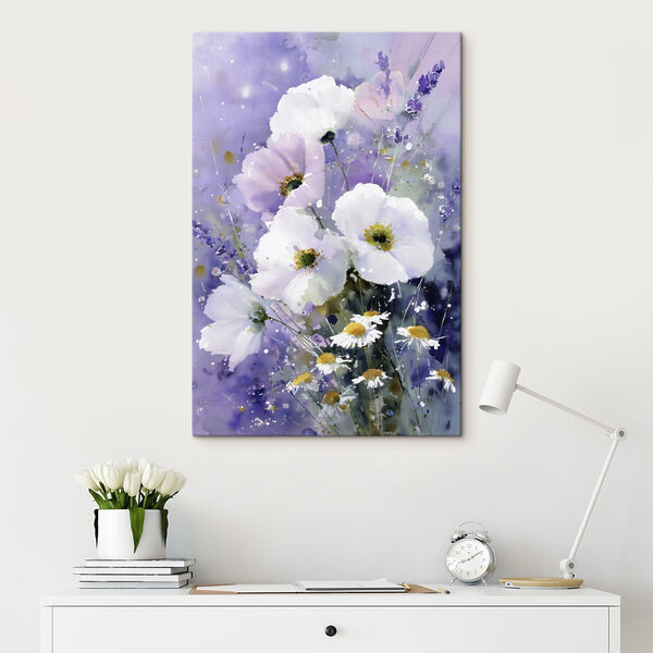 Painting of flowers in a purple background