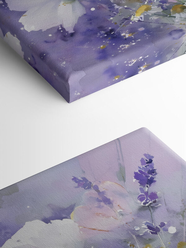 Painting of flowers in a purple background