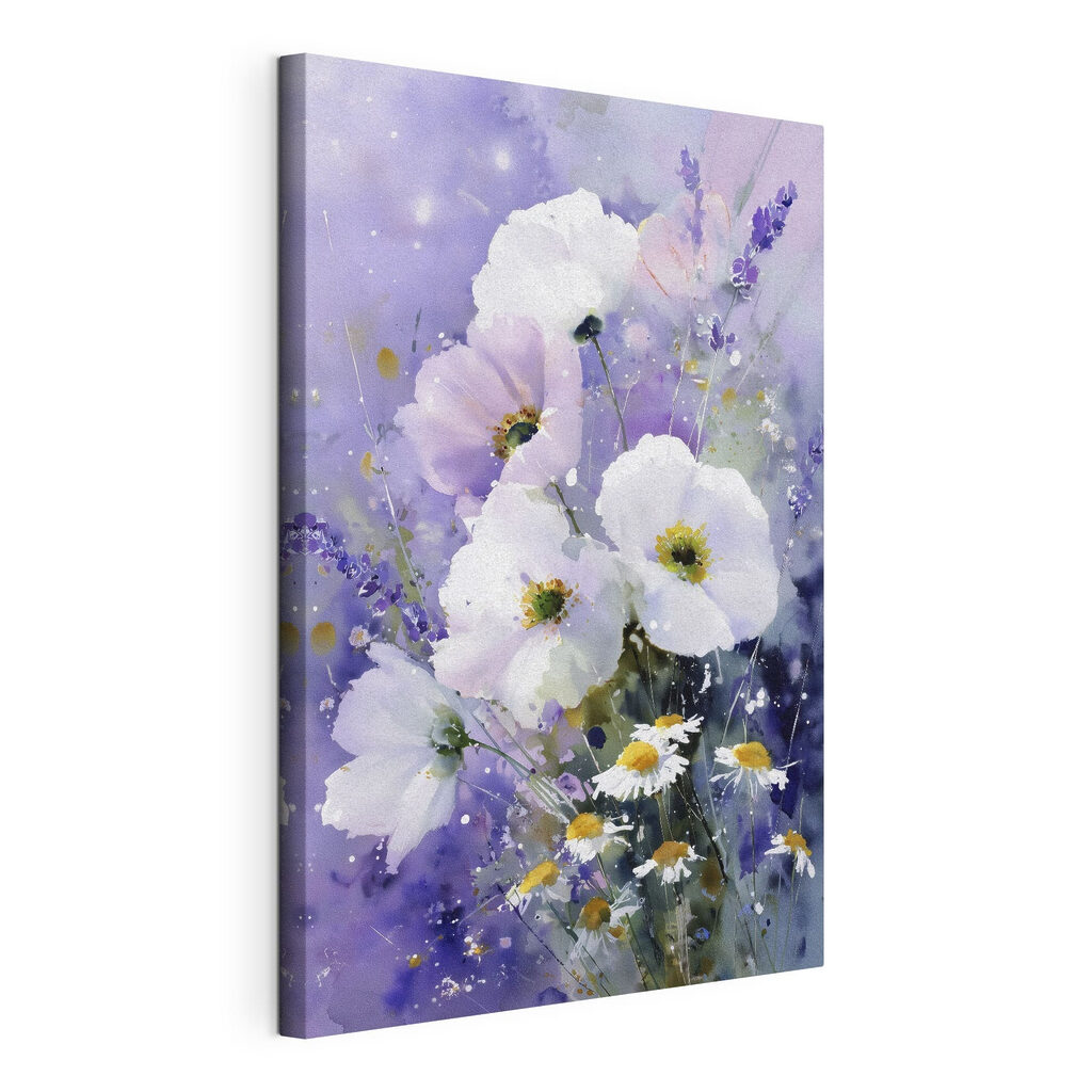 Painting of flowers in a purple background