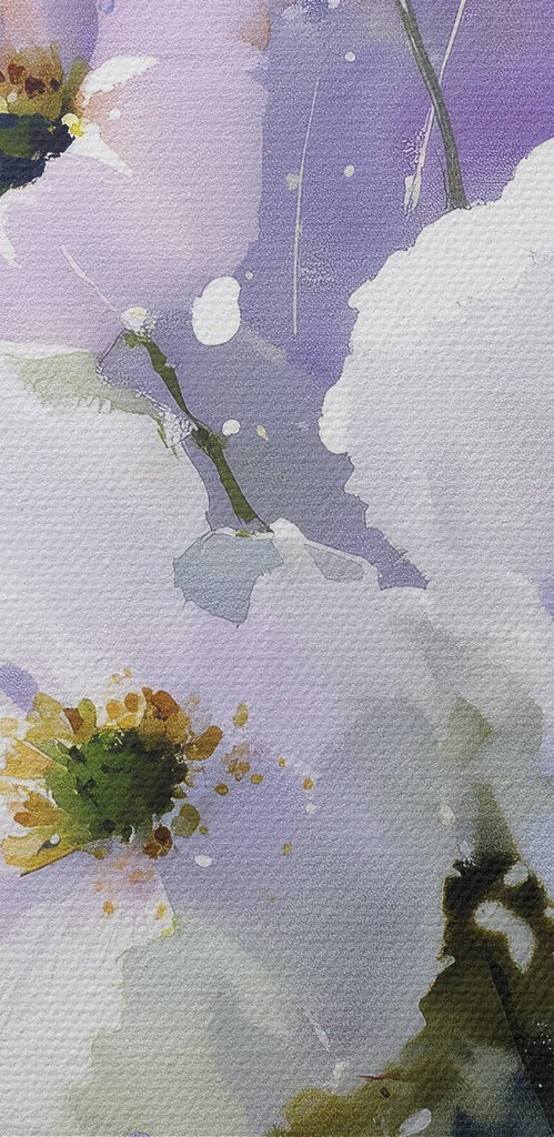 Painting of flowers in a purple background