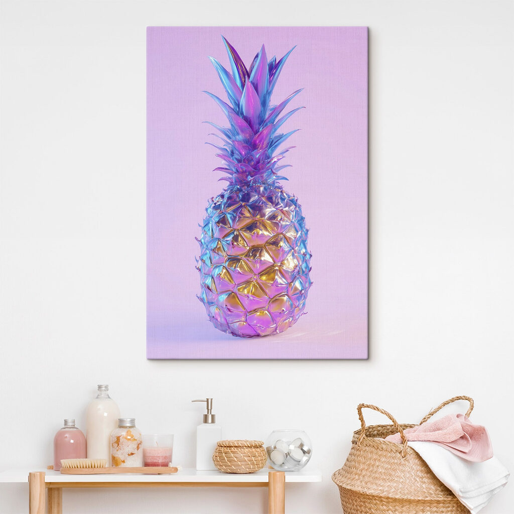 Colorful pineapple with a purple background