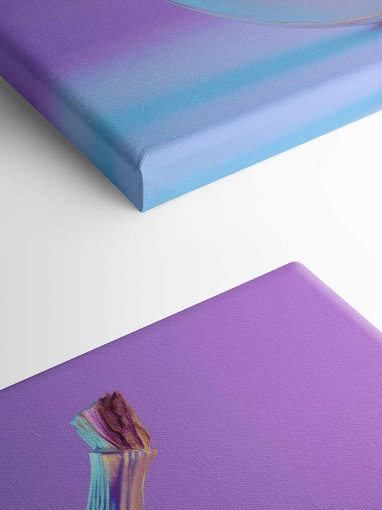 Colorful banana on a purple background