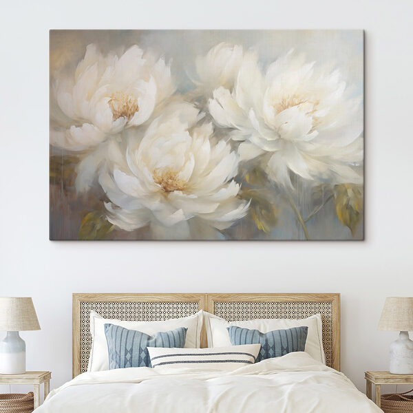 Wandbilder Gemälde mit weißen Blumen