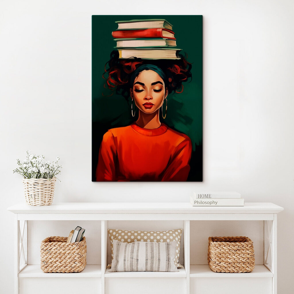 Woman with books on her head