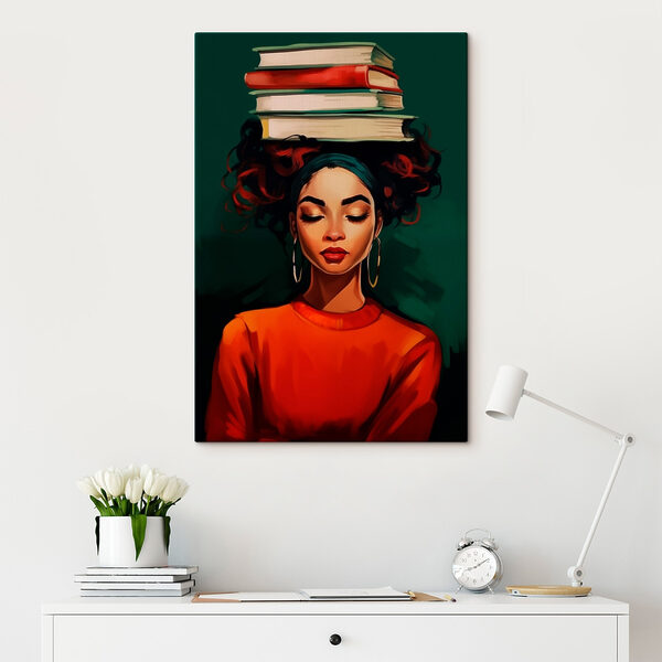 Woman with books on her head