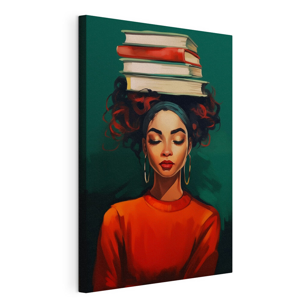 Woman with books on her head
