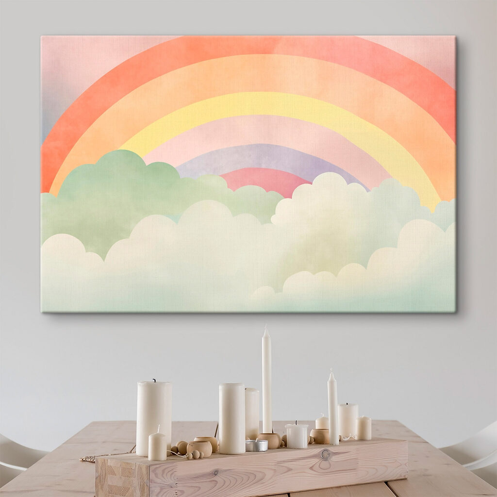 Rainbow and clouds in the sky