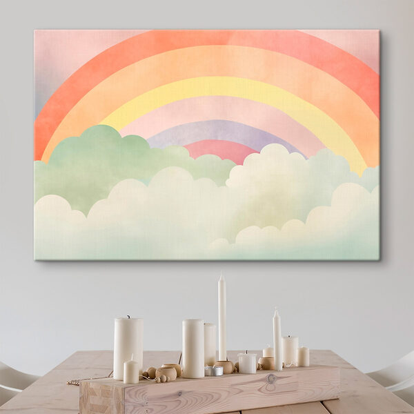Rainbow and clouds in the sky