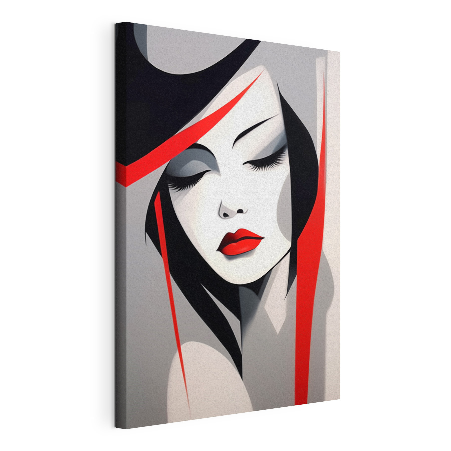Woman with red lips and black hair Woman with red lips and black hair