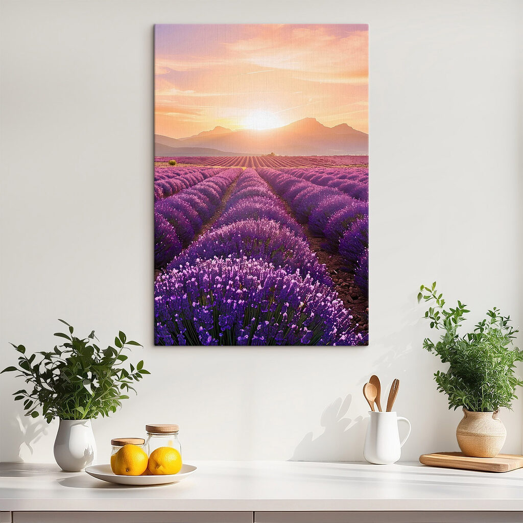 Field of lavender with mountains in the background