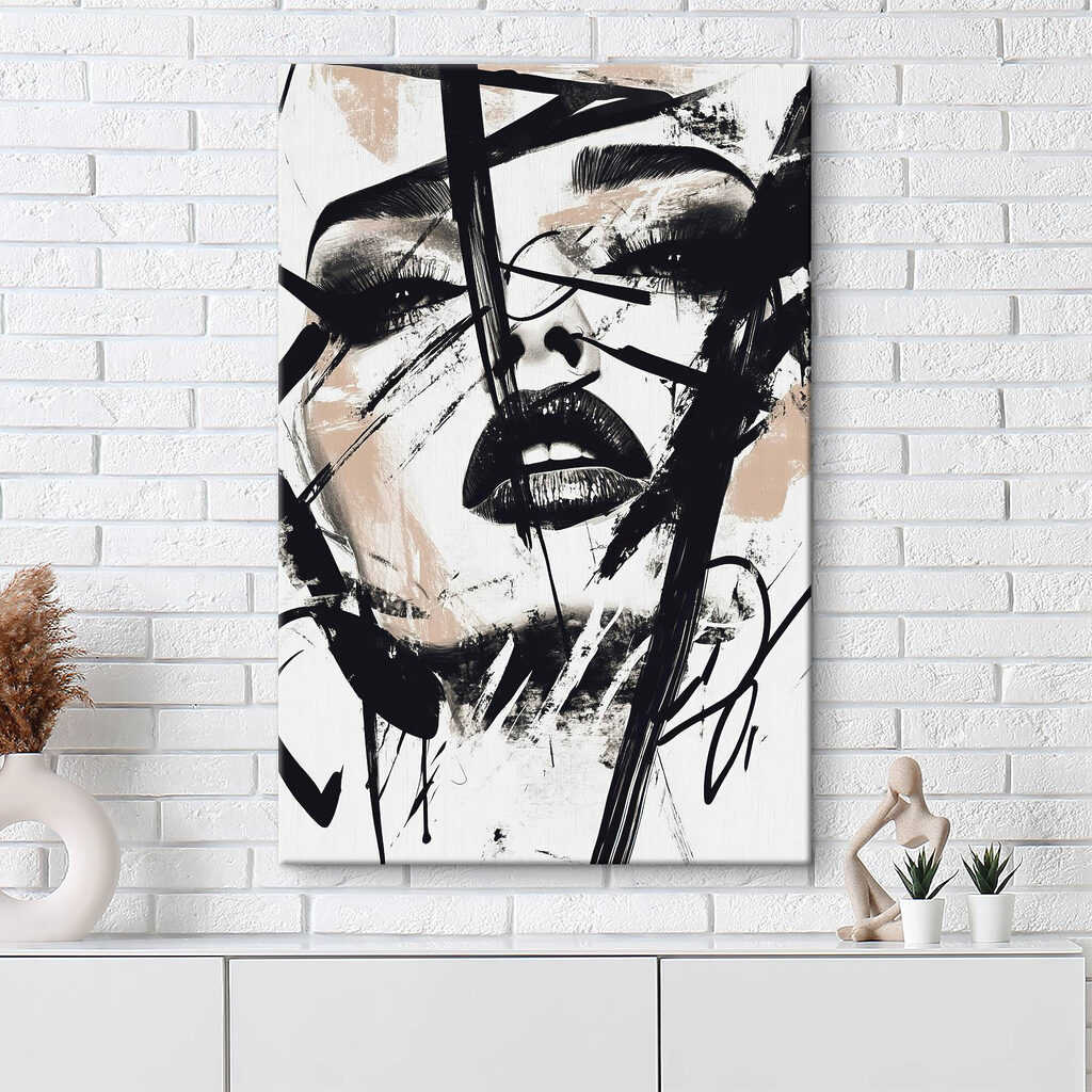 Woman's face with black paint