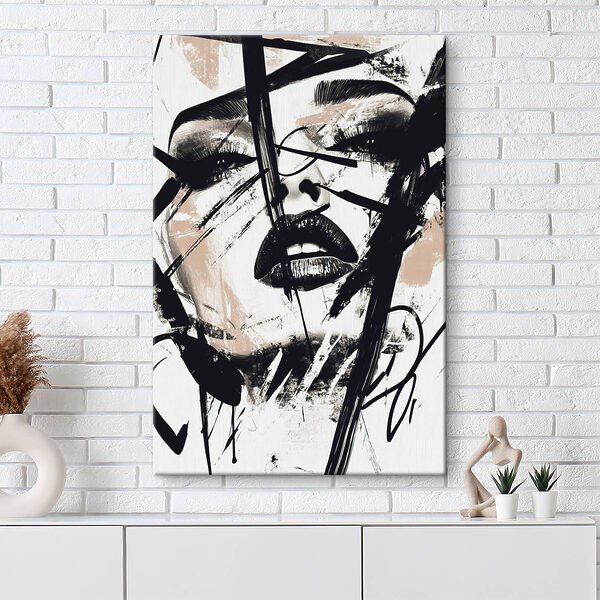 Woman's face with black paint
