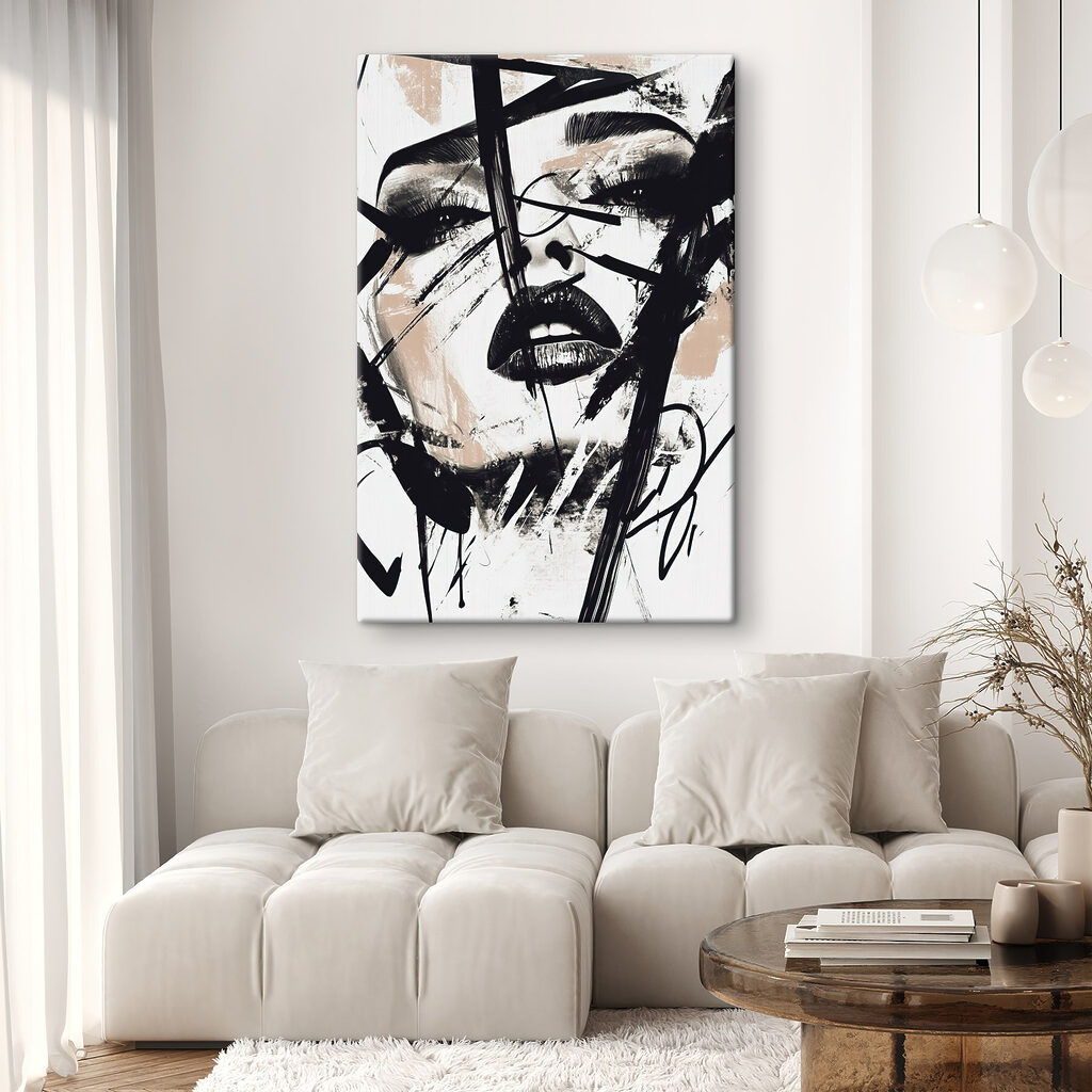 Woman's face with black paint