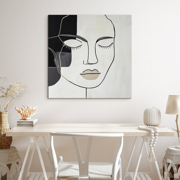 Black and white artwork of a woman's face