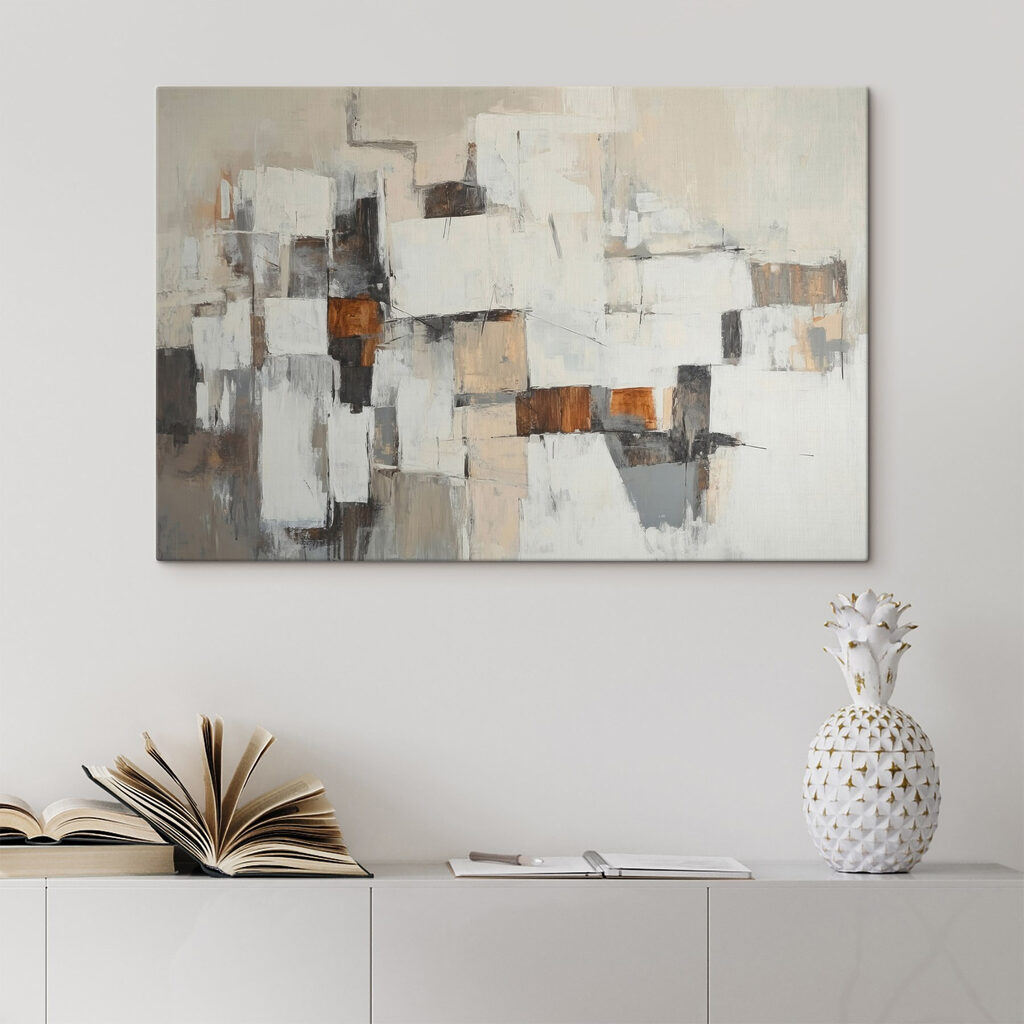 Painting of white and brown squares Painting of white and brown squares