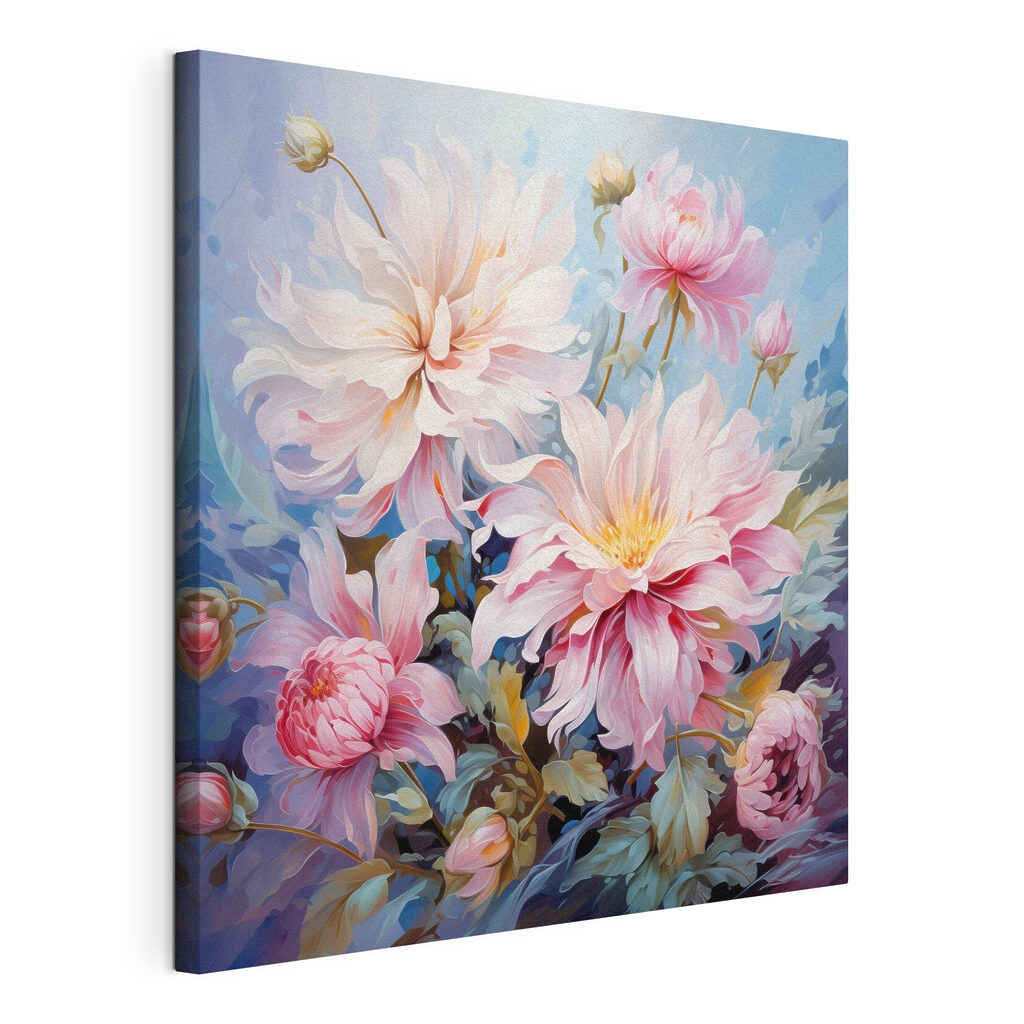 Painting of flowers on a blue background Painting of flowers on a blue background
